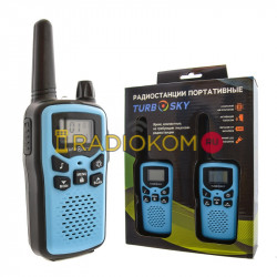 Комплект раций 2 шт TurboSky T35 BLUE. Рация TurboSky T35 синего цвета.